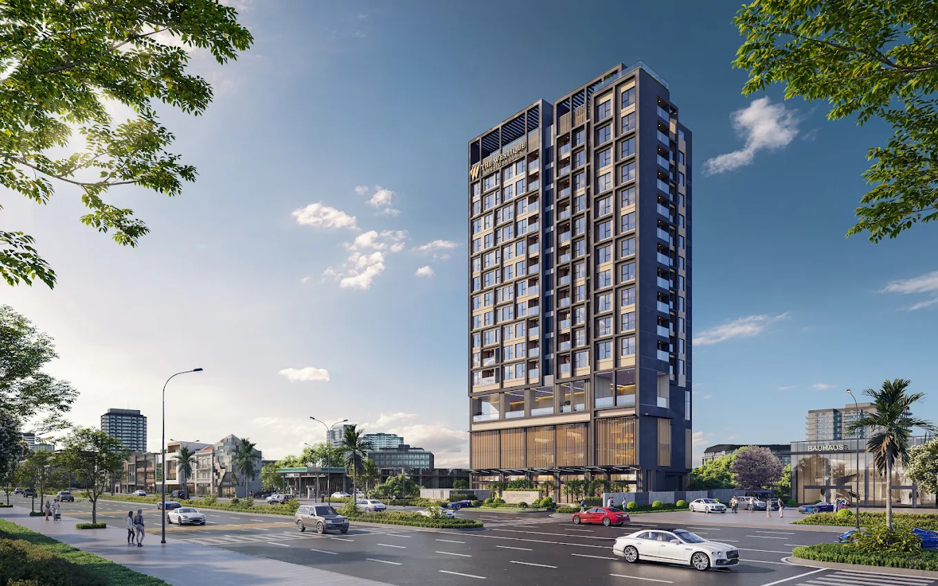 Phối cảnh The Westique Residences nhìn từ mặt đường Kinh Dương Vương