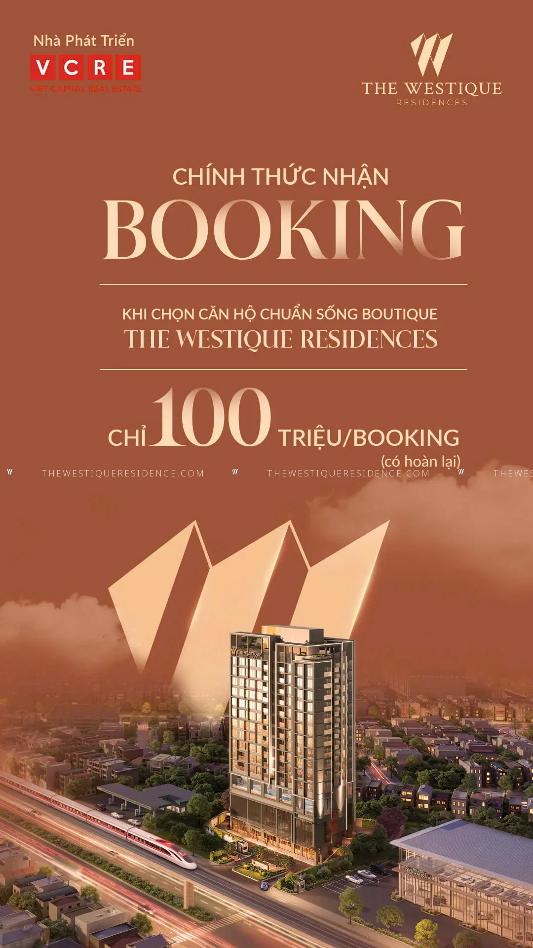 Hình ảnh tổng thể dự án The Westique Residences khi chính thức nhận booking