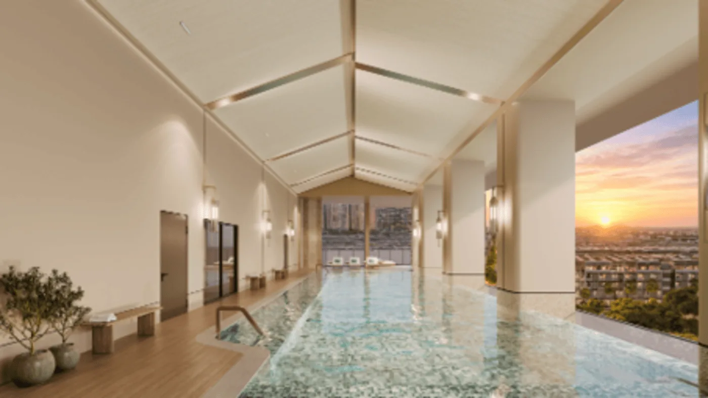 Hồ bơi trên cao trong phối cảnh tiện ích The Westique Residences
